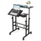 Mobile Stand-up Computer Desk Adjustable with 2 Tilting Desktops-Black