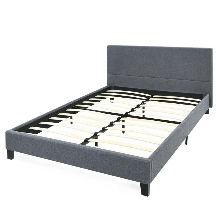 Upholstered Bed Frame Platform with Linen Headboard-Full Size