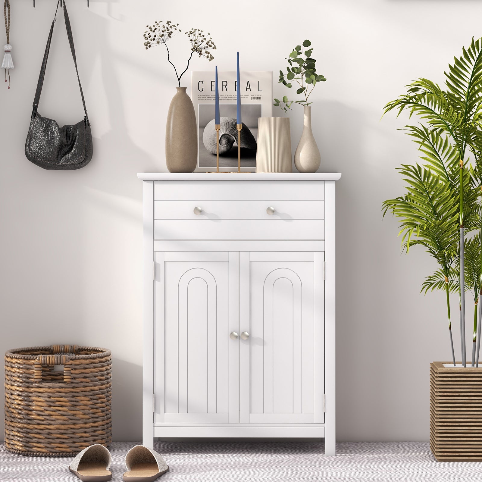 Free Standing Bathroom Storage Cabinet with Large DrawerÂ 