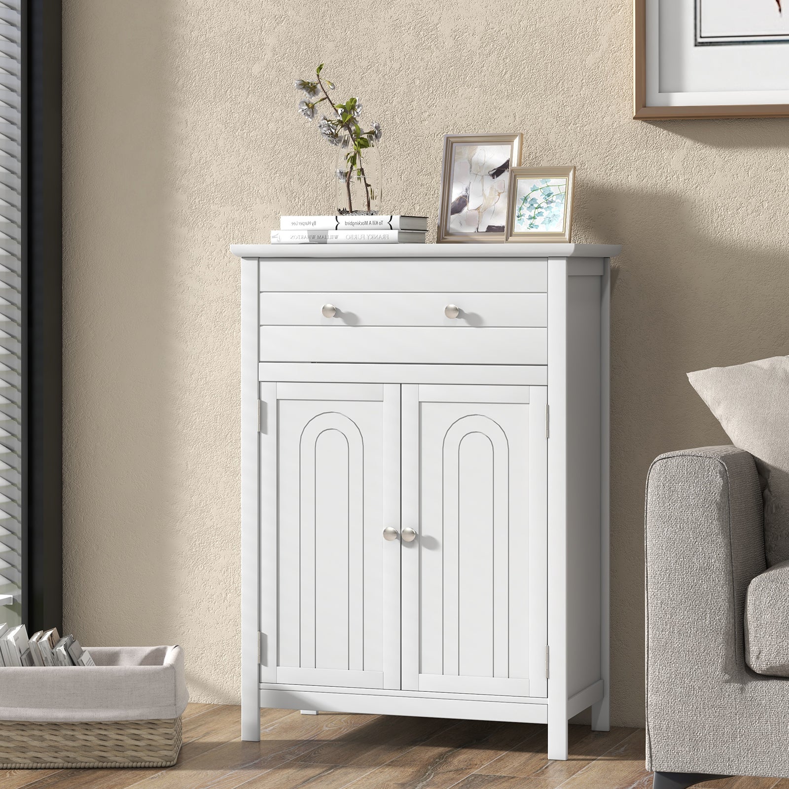 Free Standing Bathroom Storage Cabinet with Large DrawerÂ 