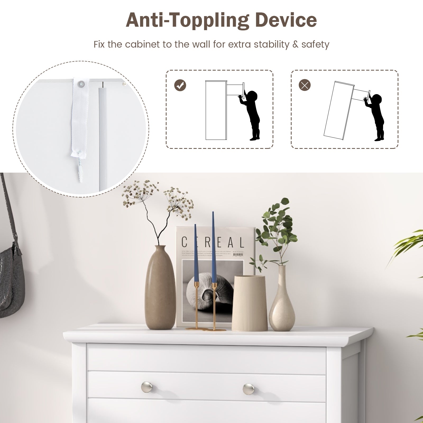 Free Standing Bathroom Storage Cabinet with Large DrawerÂ 
