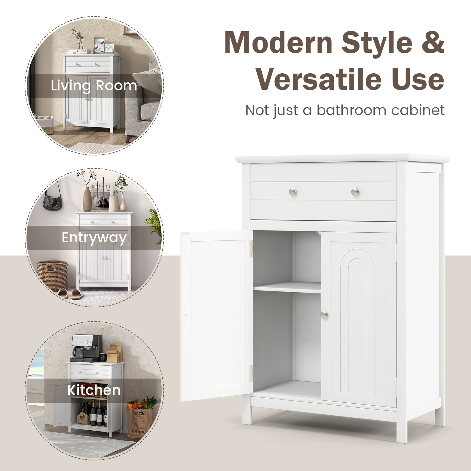 Free Standing Bathroom Storage Cabinet with Large DrawerÂ 