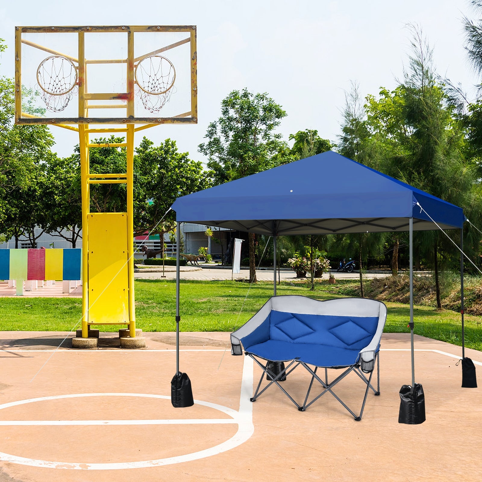 8’x8' Outdoor Pop up Canopy Tent  w/Roller Bag-Blue