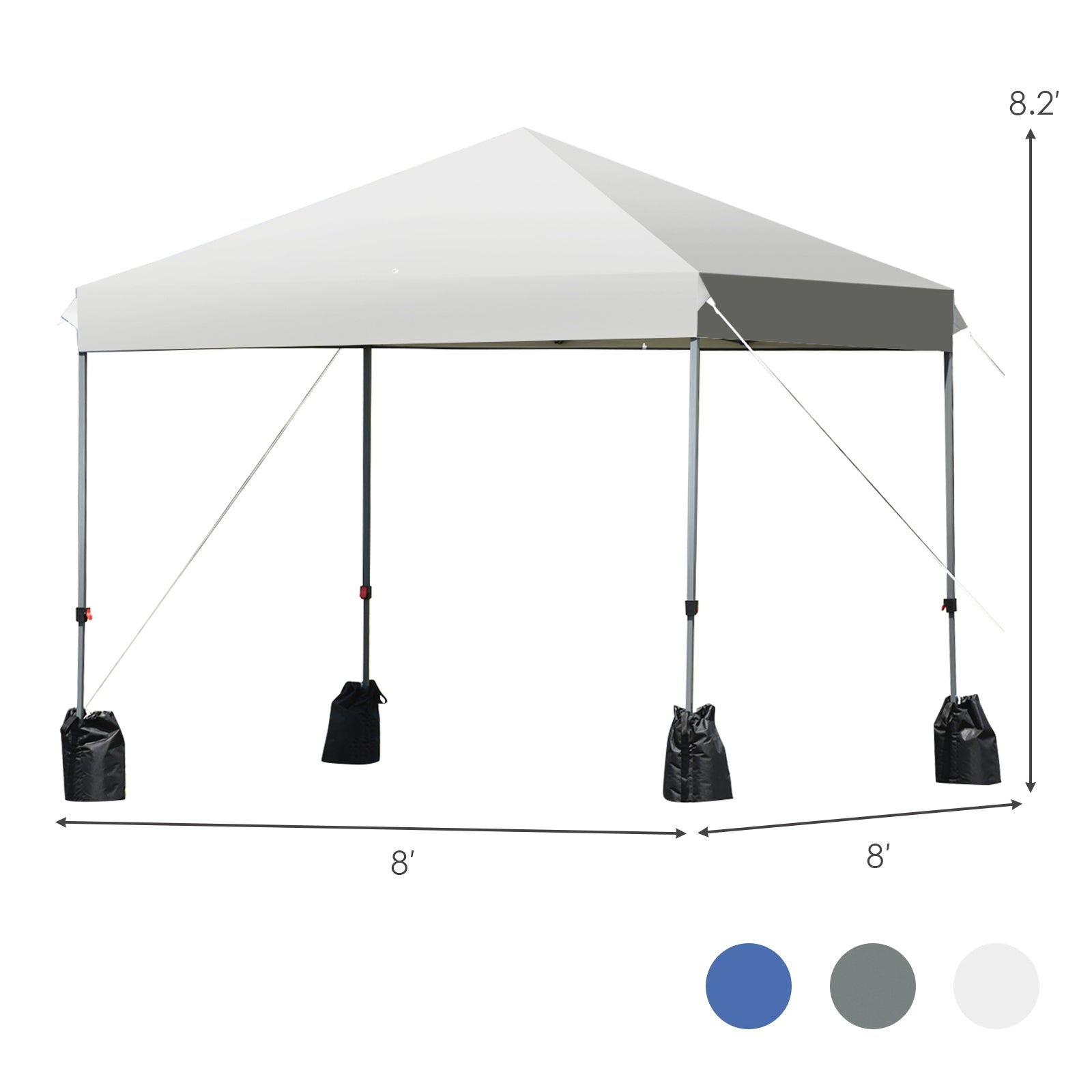 8’x8' Outdoor Pop up Canopy Tent  w/Roller Bag-White