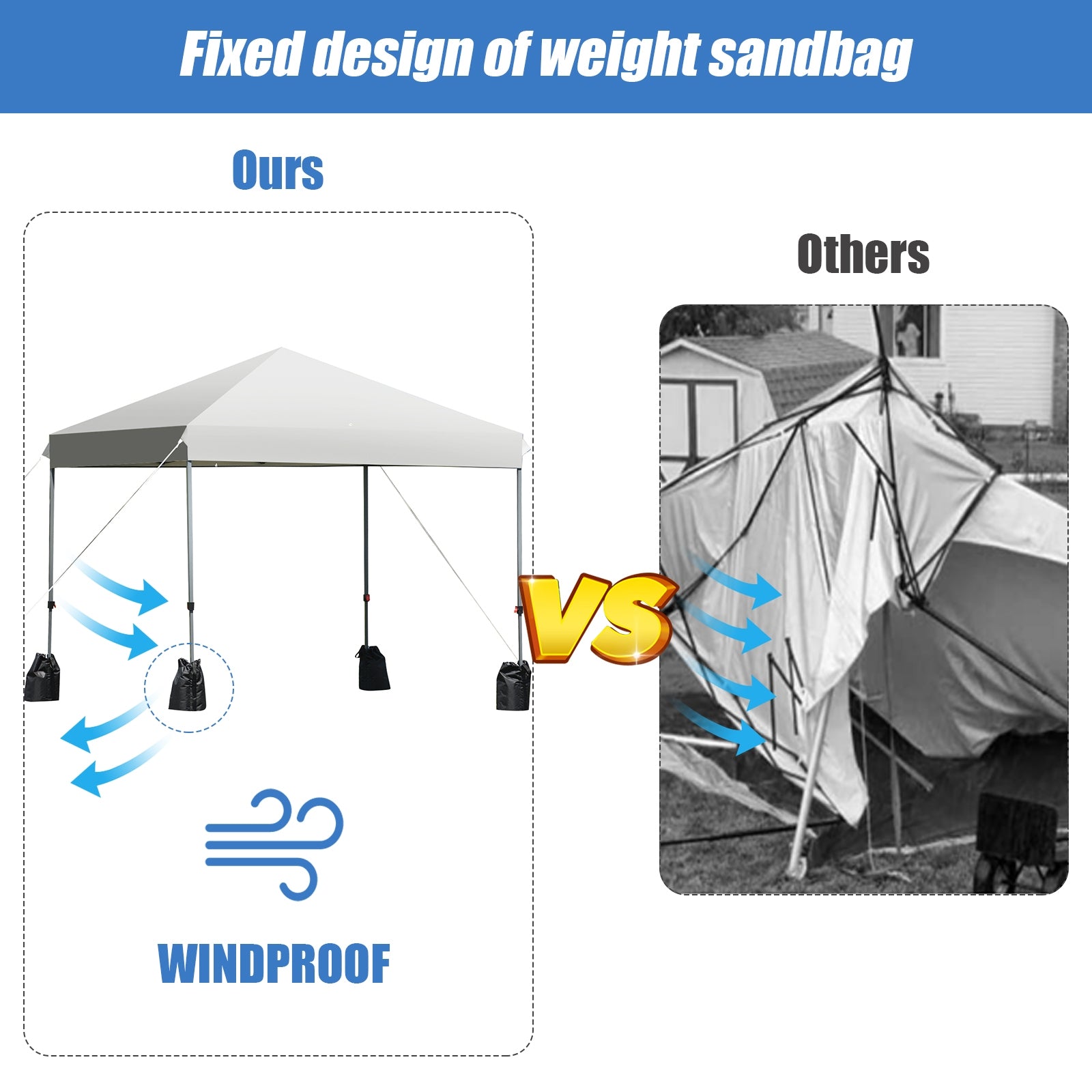 8’x8' Outdoor Pop up Canopy Tent  w/Roller Bag-White