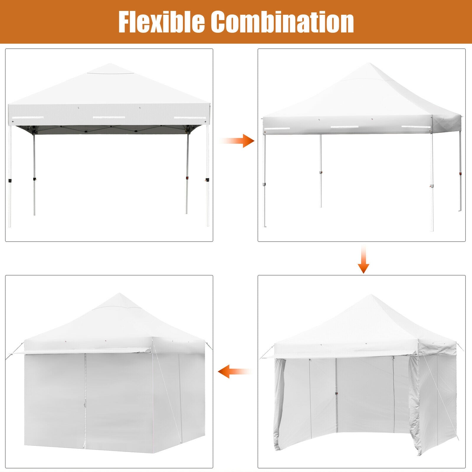 10 x 10 Feet Pop up Gazebo with 4 Height and Adjust Folding Awning-White