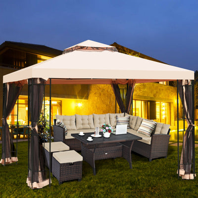 10 x 10 Feet 2-Tier Vented Metal Canopy with Mosquito NettingÂ 