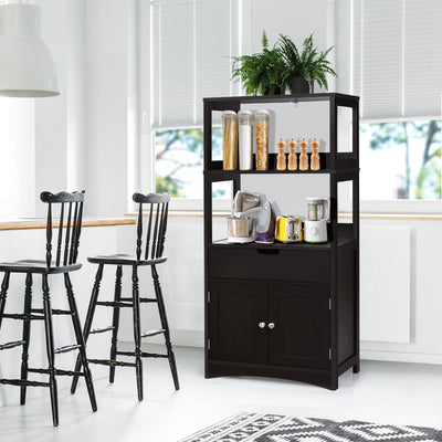 Bathroom Storage Cabinet with Drawer and Shelf Floor Cabinet-BlackÂ 