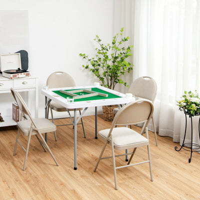 4-Player Mahjong Game Table with Iron Frame 