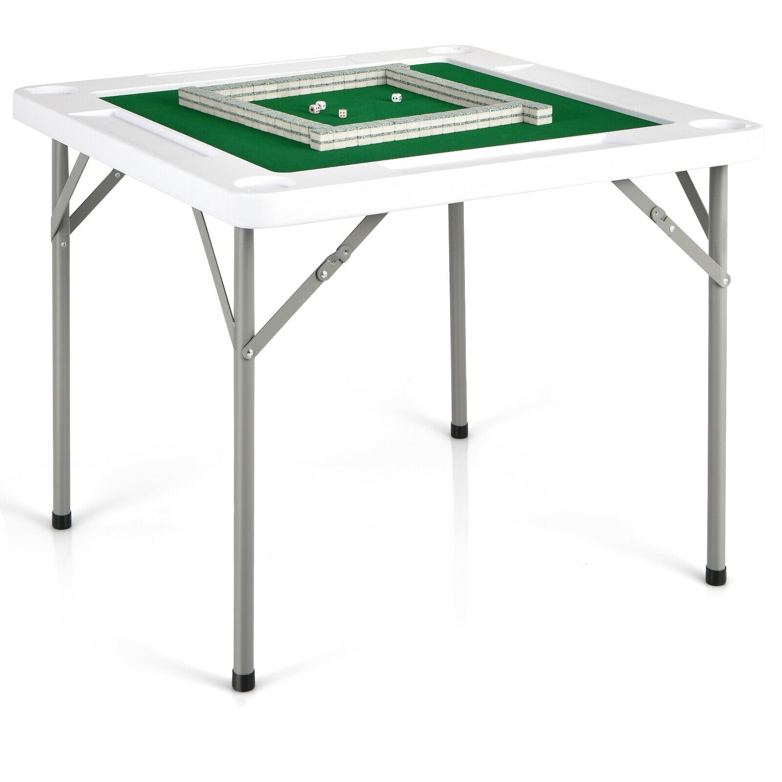 4-Player Mahjong Game Table with Iron Frame 