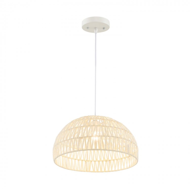 Farmhouse Rattan Pendant Lights with Adjustable Hanging Rope-Beige