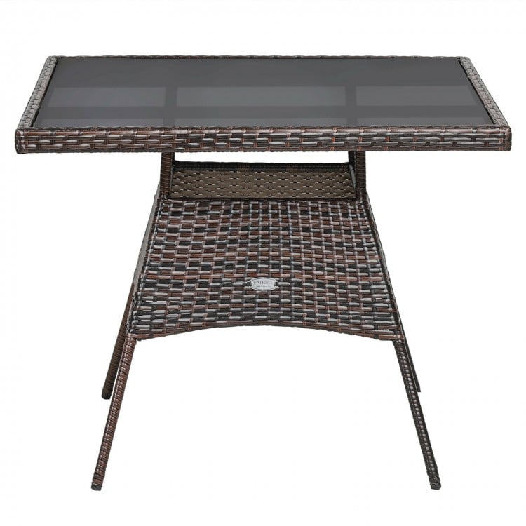 Outdoor 5 Pieces Dining Table Set with 1 Table and 4 Single Sofas