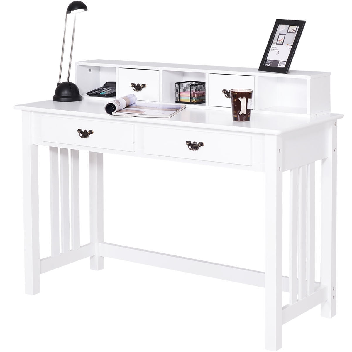 Home Office Writing Mission Computer Desk with 4-DrawerÂ 