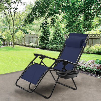 Outdoor Folding Zero Gravity Reclining Lounge Chair-BlueÂ 