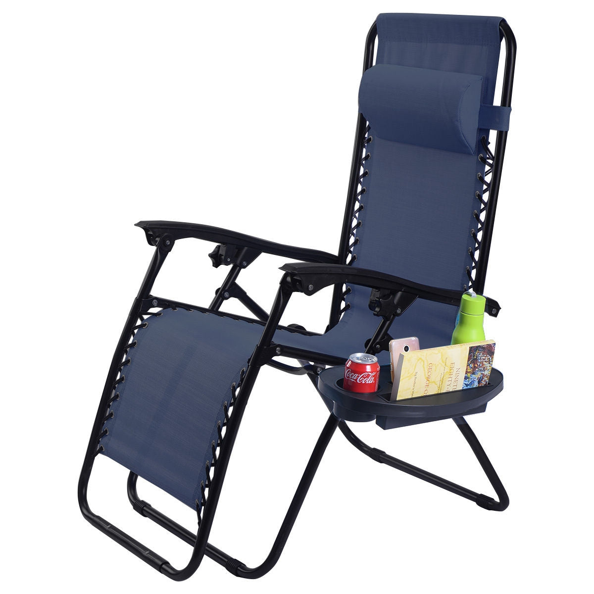 Outdoor Folding Zero Gravity Reclining Lounge Chair-Blue