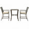 3 Pieces Rattan Bar Furniture Set with Slat Table and 2 Cushioned Stools-Brown