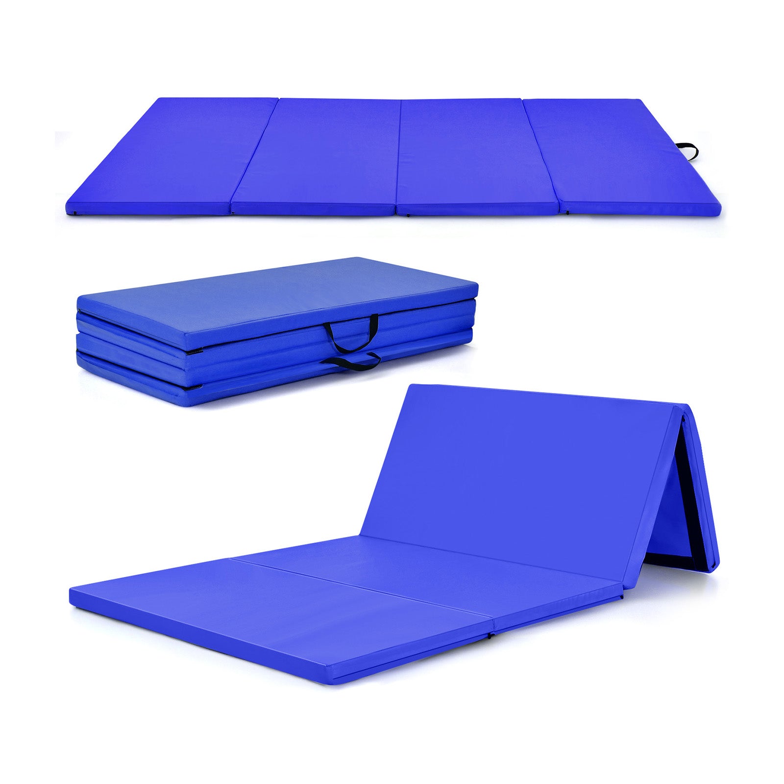 4-Panel Folding Gymnastics Mat with Carrying Handles for Home Gym-NavyÂ 