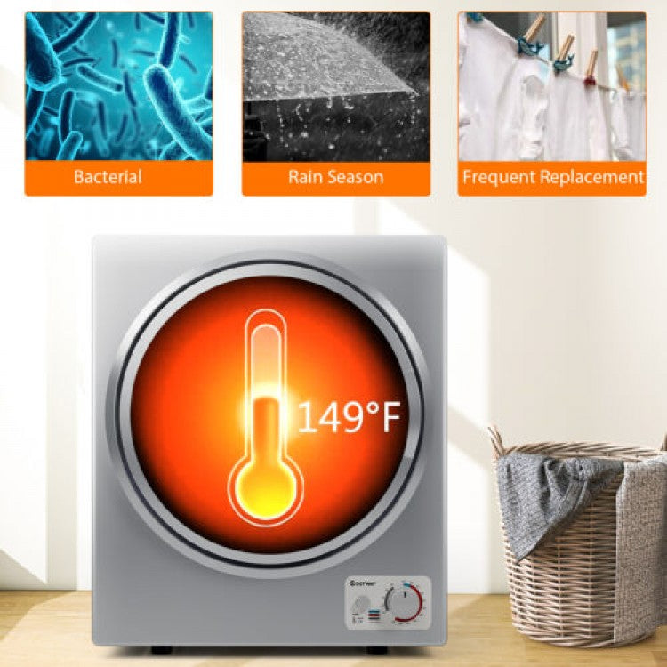 1.5 Cu. Ft. Portable Electric Clothes Dryer with Stainless Steel Tub, 10-Lb Capacity