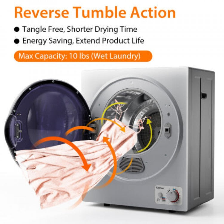 1.5 Cu. Ft. Portable Electric Clothes Dryer with Stainless Steel Tub, 10-Lb Capacity
