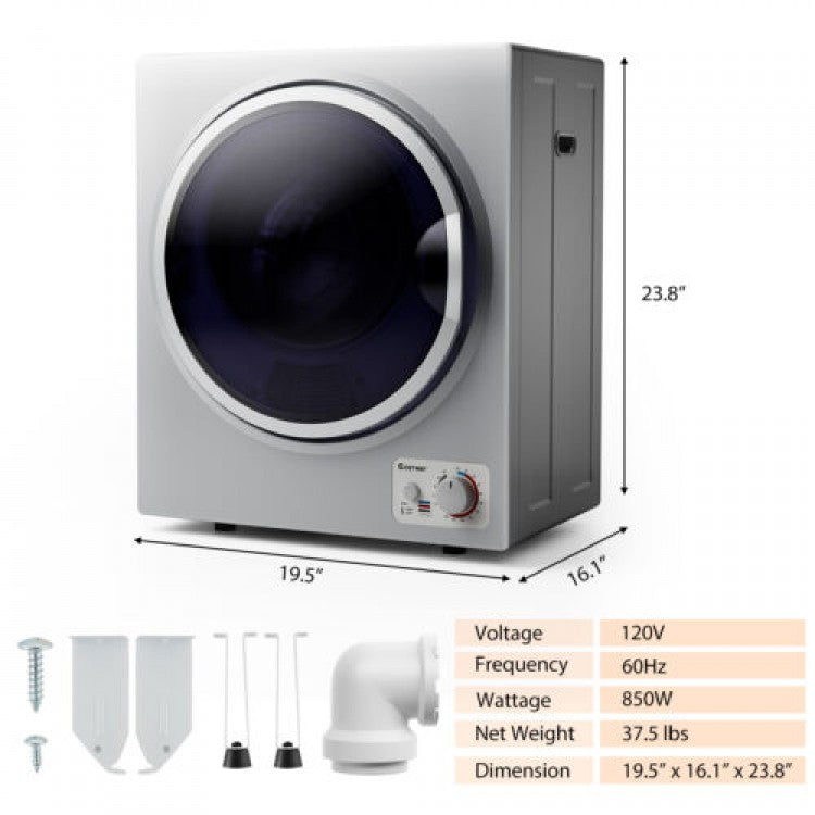 1.5 Cu. Ft. Portable Electric Clothes Dryer with Stainless Steel Tub, 10-Lb Capacity