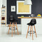 2 Pieces Mid Century Barstool 28.5 Inches Dining Pub Chair-Black