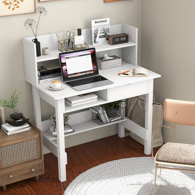 Home Office Computer Desk with Storage Shelves and Drawer Ideal for Working and StudyingÂ 