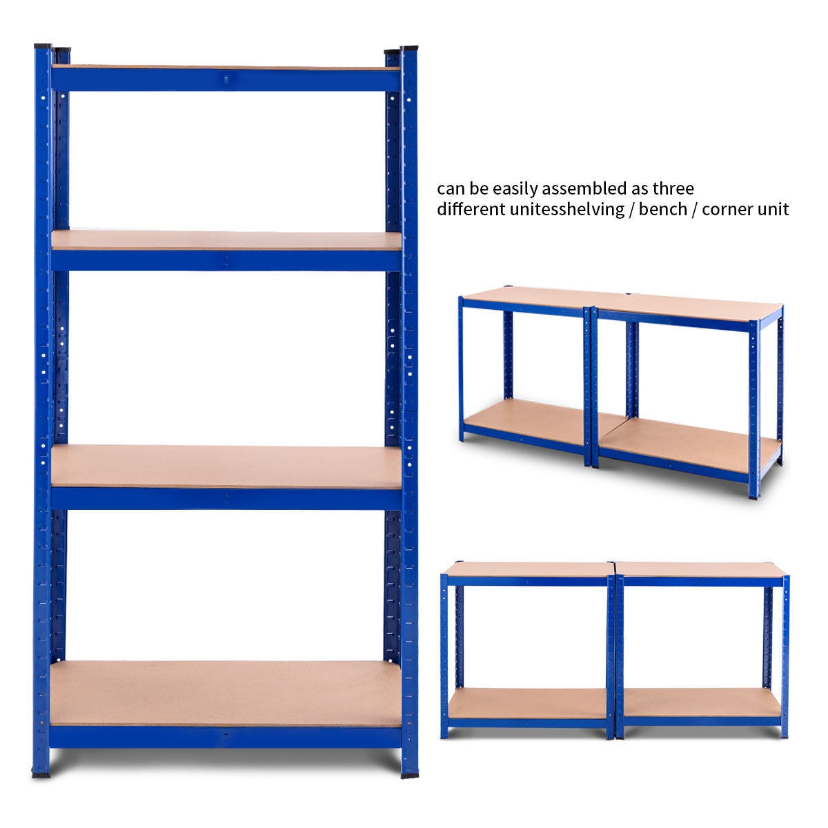 Adjustable Heavy Duty 4 Level Garage Tool Shelf Storage-Blue