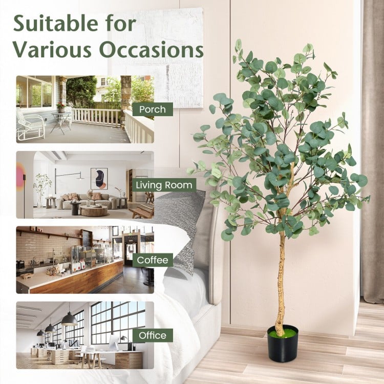 5.5 Feet Artificial Eucalyptus Tree with 517 Silver Dollar Leaves-1 Pack