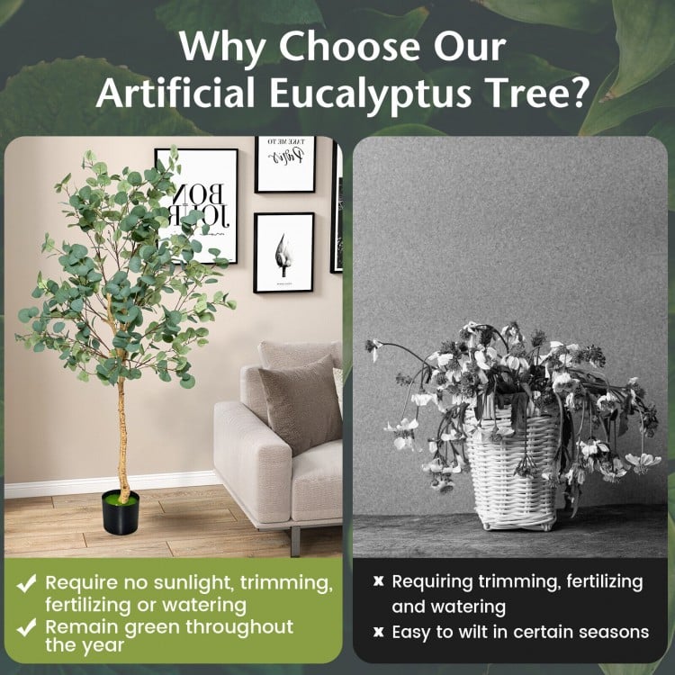 5.5 Feet Artificial Eucalyptus Tree with 517 Silver Dollar Leaves-1 Pack