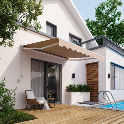10 x 8.2 Feet Retractable Awning with Easy Opening Manual Crank Handle-BeigeÂ 