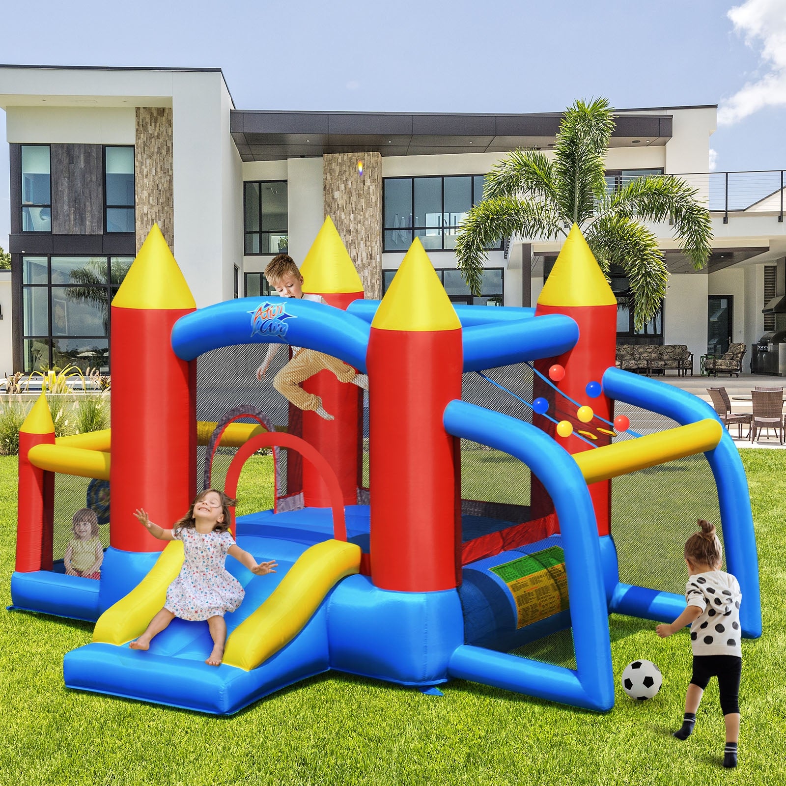 Inflatable Soccer Goal Ball Pit Bounce House Without Blower 