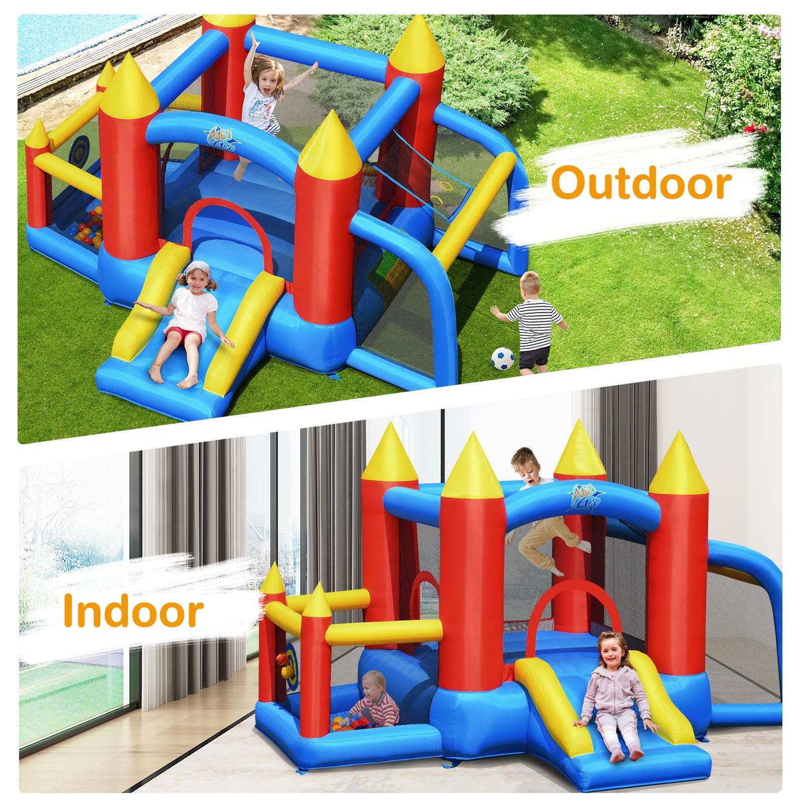 Inflatable Soccer Goal Ball Pit Bounce House Without Blower 