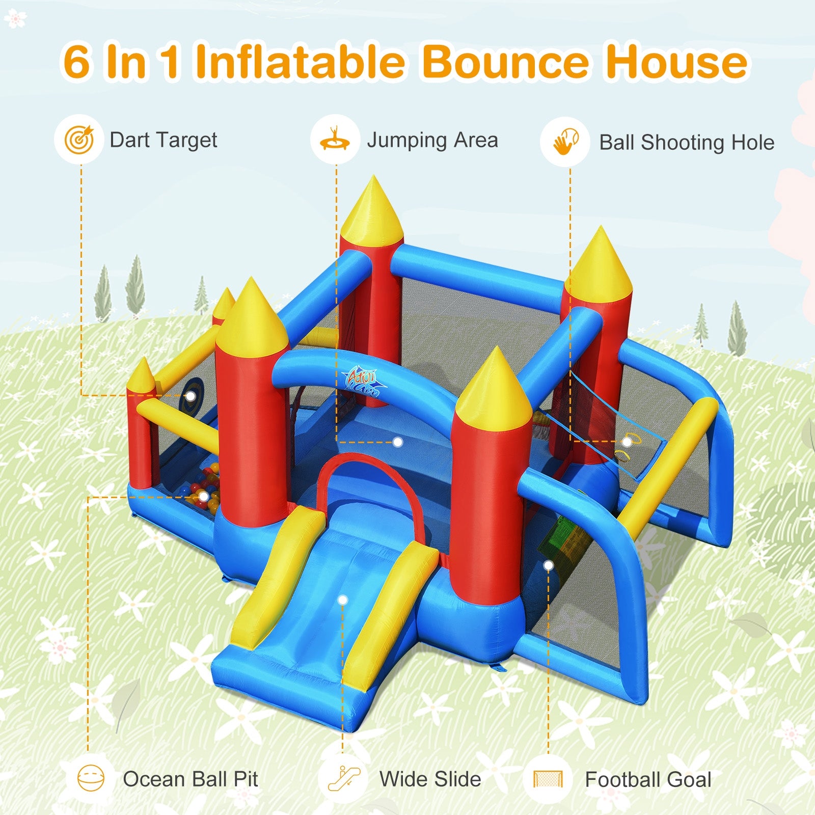 Inflatable Soccer Goal Ball Pit Bounce House Without Blower