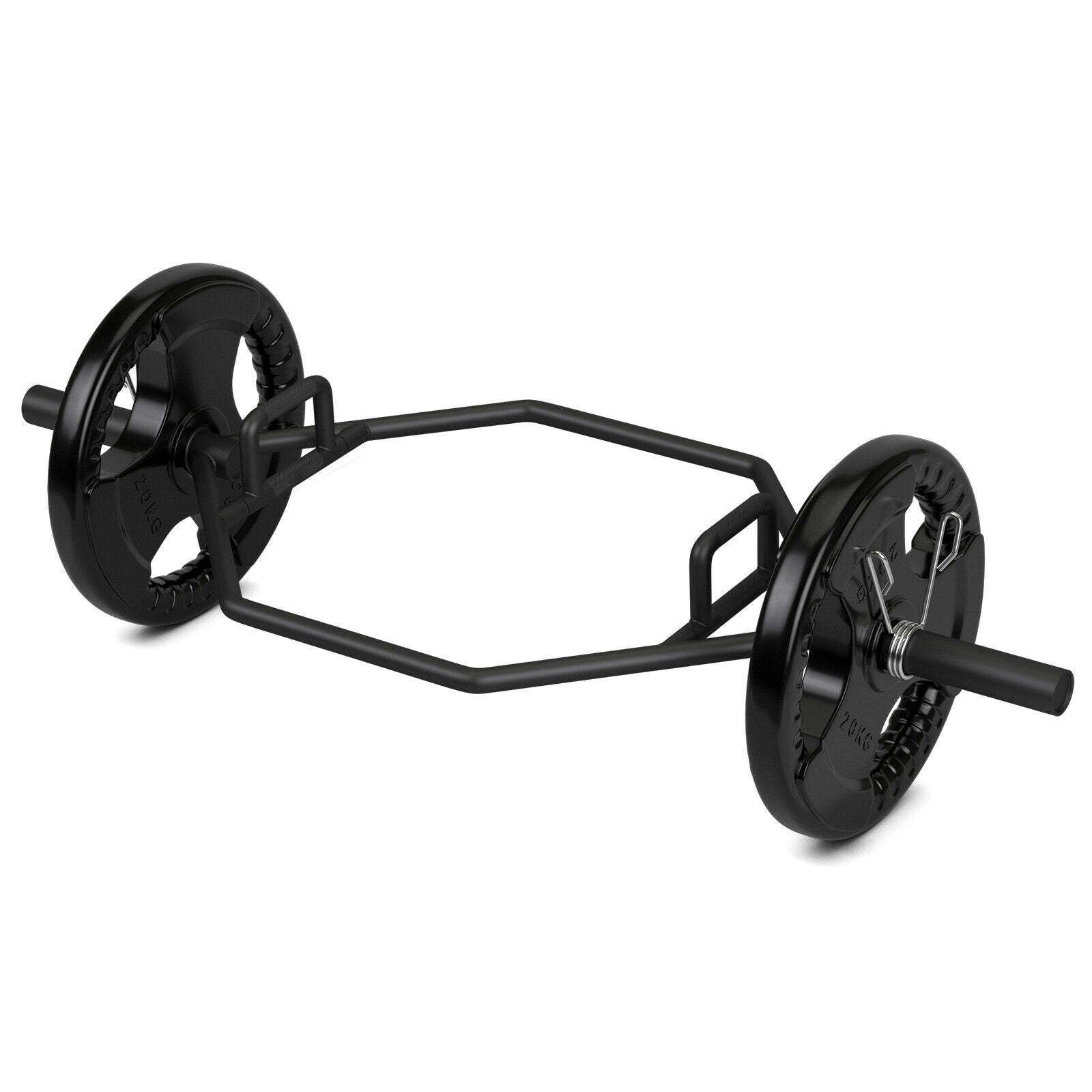 56 Inch Olympic Hexagon Deadlift Trap Bar with Folding Grips Powerlifting-Black