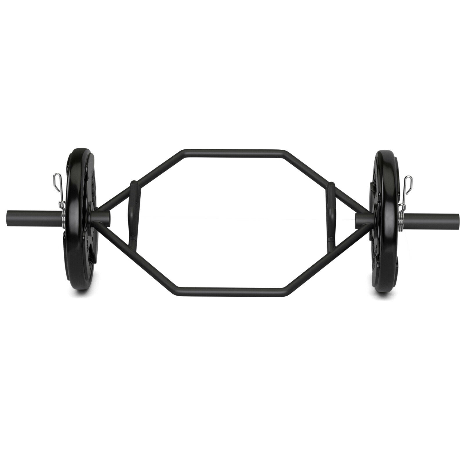 56 Inch Olympic Hexagon Deadlift Trap Bar with Folding Grips Powerlifting-Black