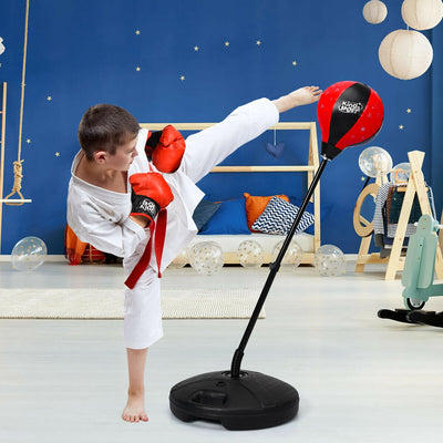 Kids Adjustable Stand Punching Bag Toy Set with Boxing GloveÂ 