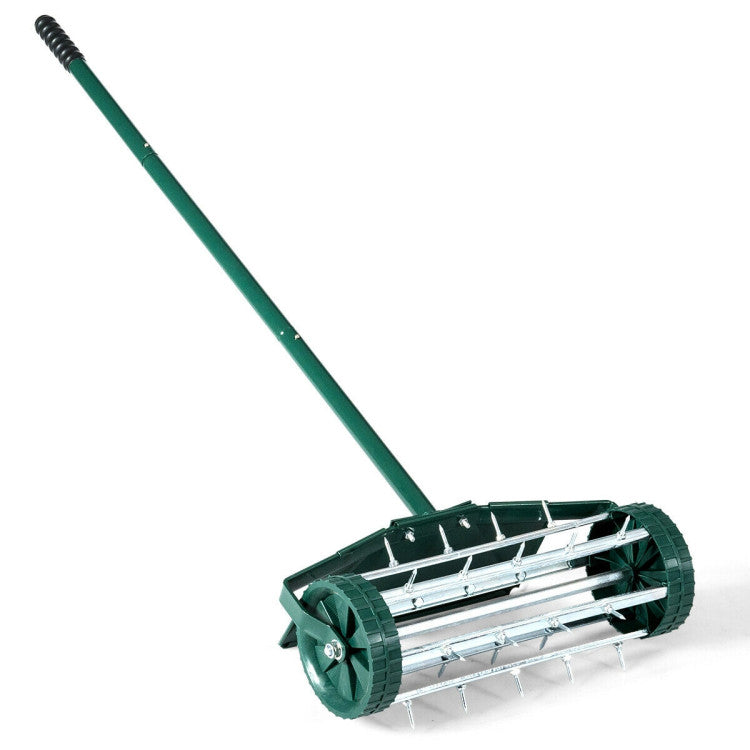 18 Inch Rolling Lawn Aerator with Splash-Proof Fender for Garden 
