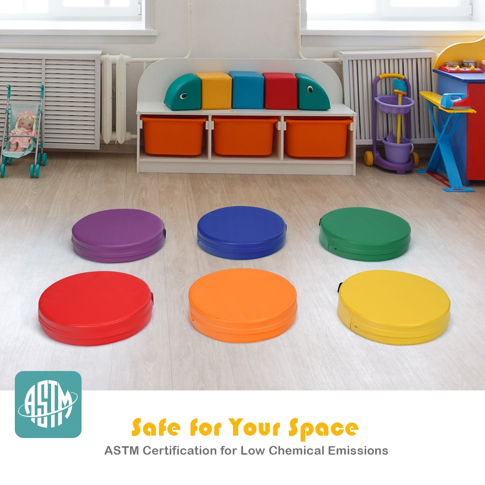 6 Pieces 15 Inch Round Toddler Floor Cushions