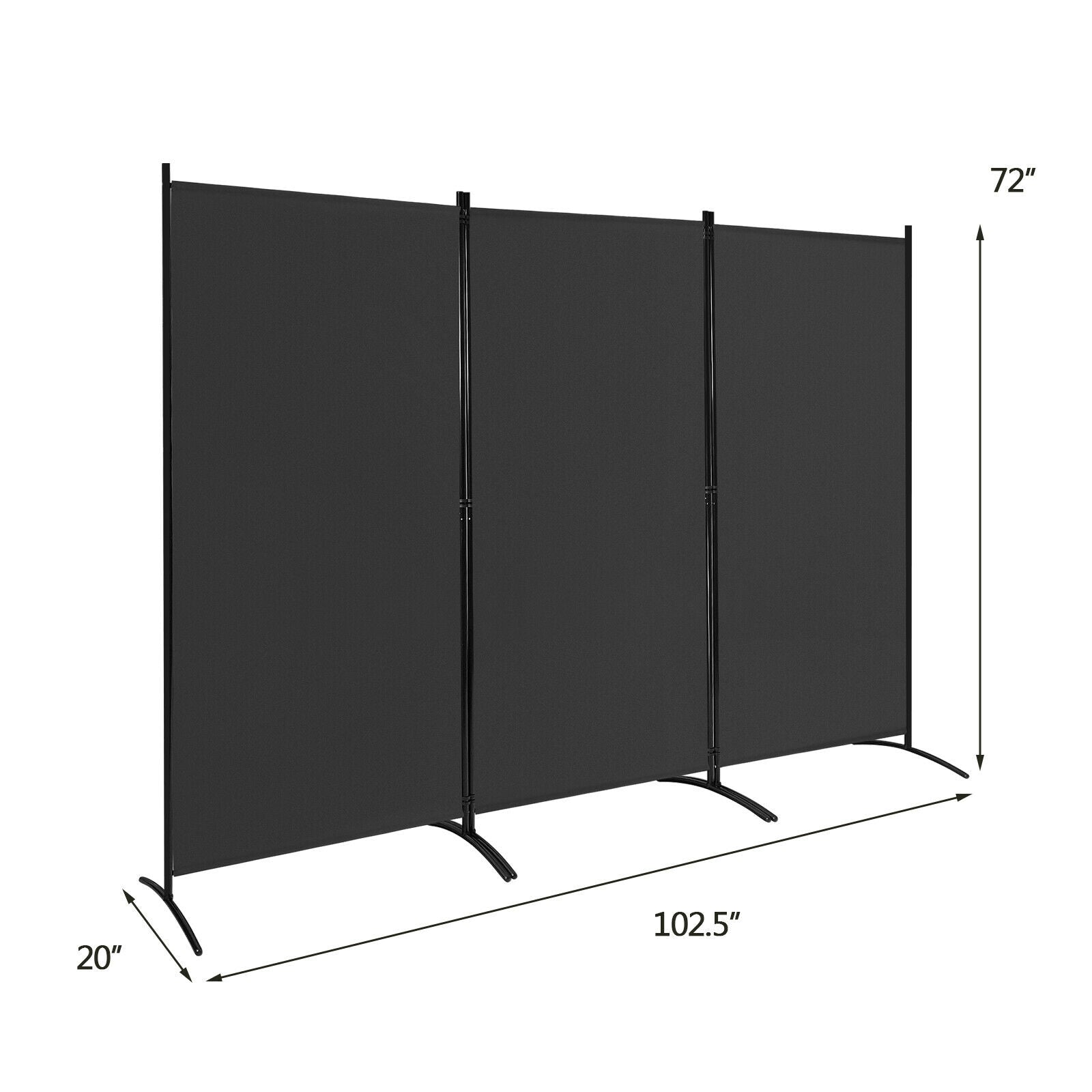 3-Panel Room Divider Folding Privacy Partition Screen for Office Room-Black