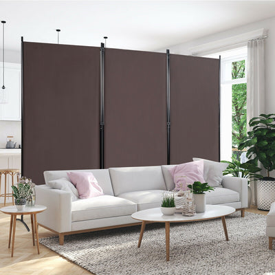 3-Panel Room Divider Folding Privacy Partition Screen for Office Room-BrownÂ 