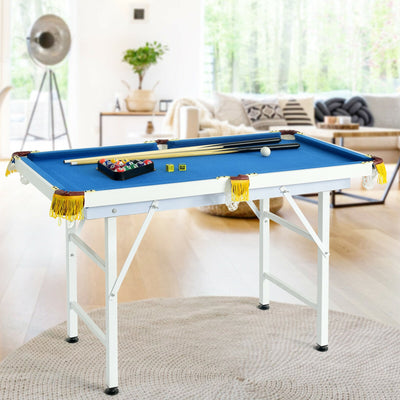 47 Inch Folding Billiard Table with Cues and Brush Chalk-BlueÂ 