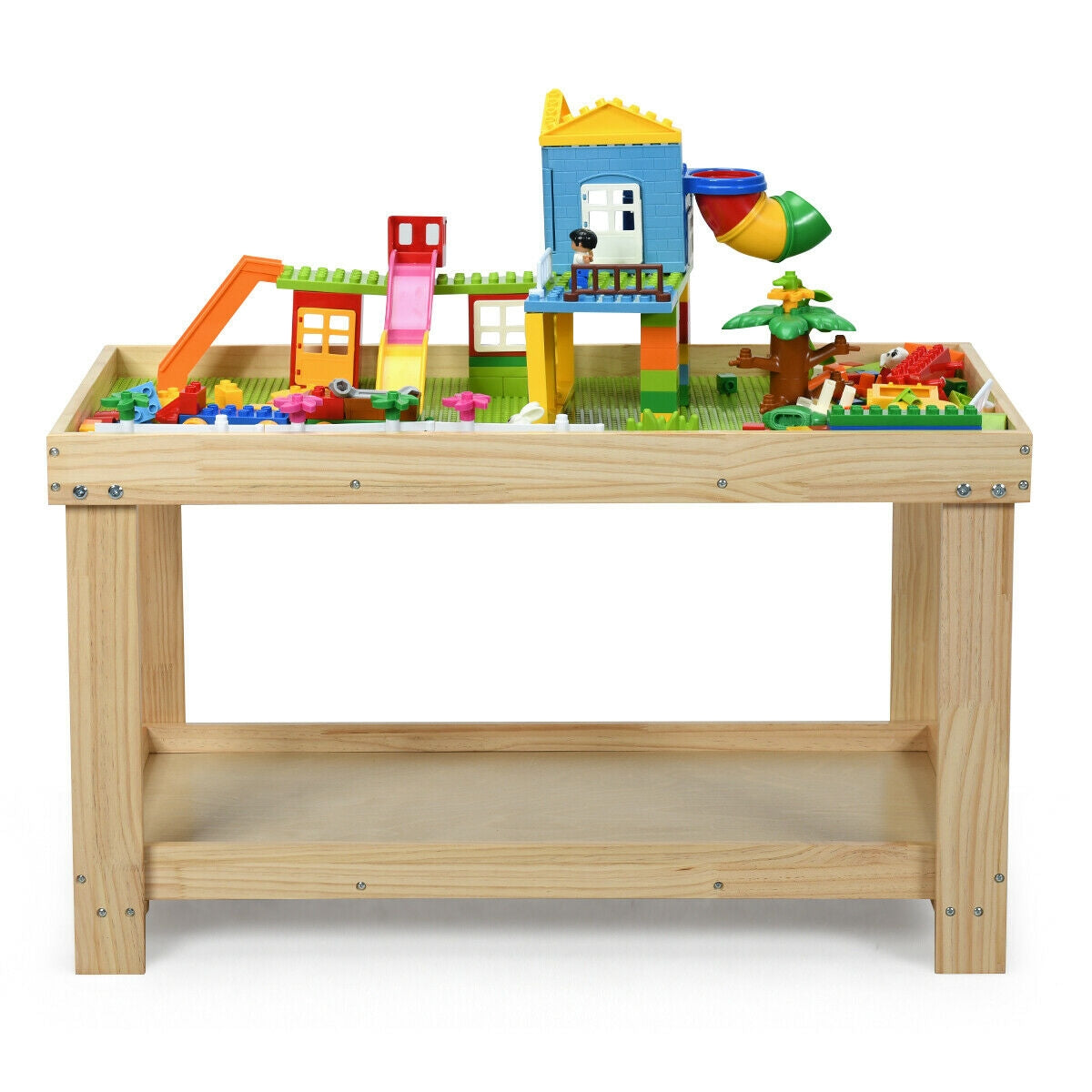 Solid Multifunctional Wood Kids Activity Play Table-Natural