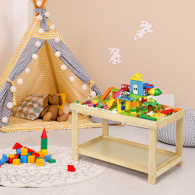 Solid Multifunctional Wood Kids Activity Play Table-Natural 