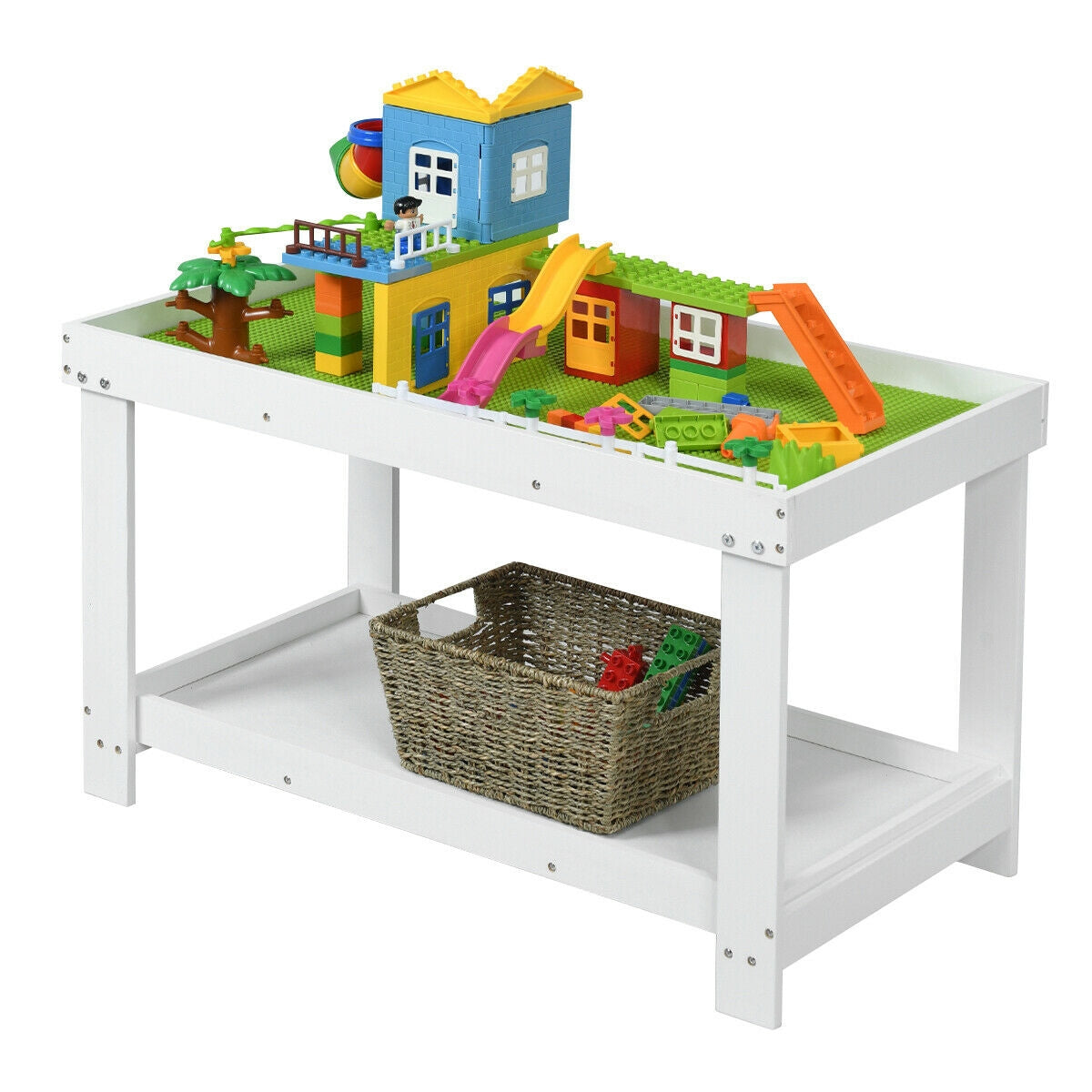 Solid Multifunctional Wood Kids Activity Play Table-White