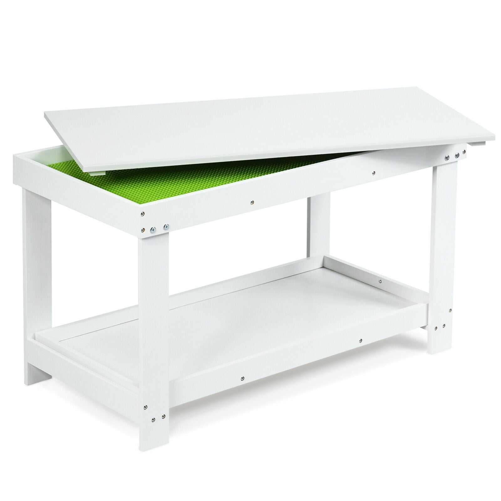 Solid Multifunctional Wood Kids Activity Play Table-White