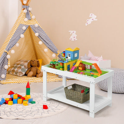 Solid Multifunctional Wood Kids Activity Play Table-White 