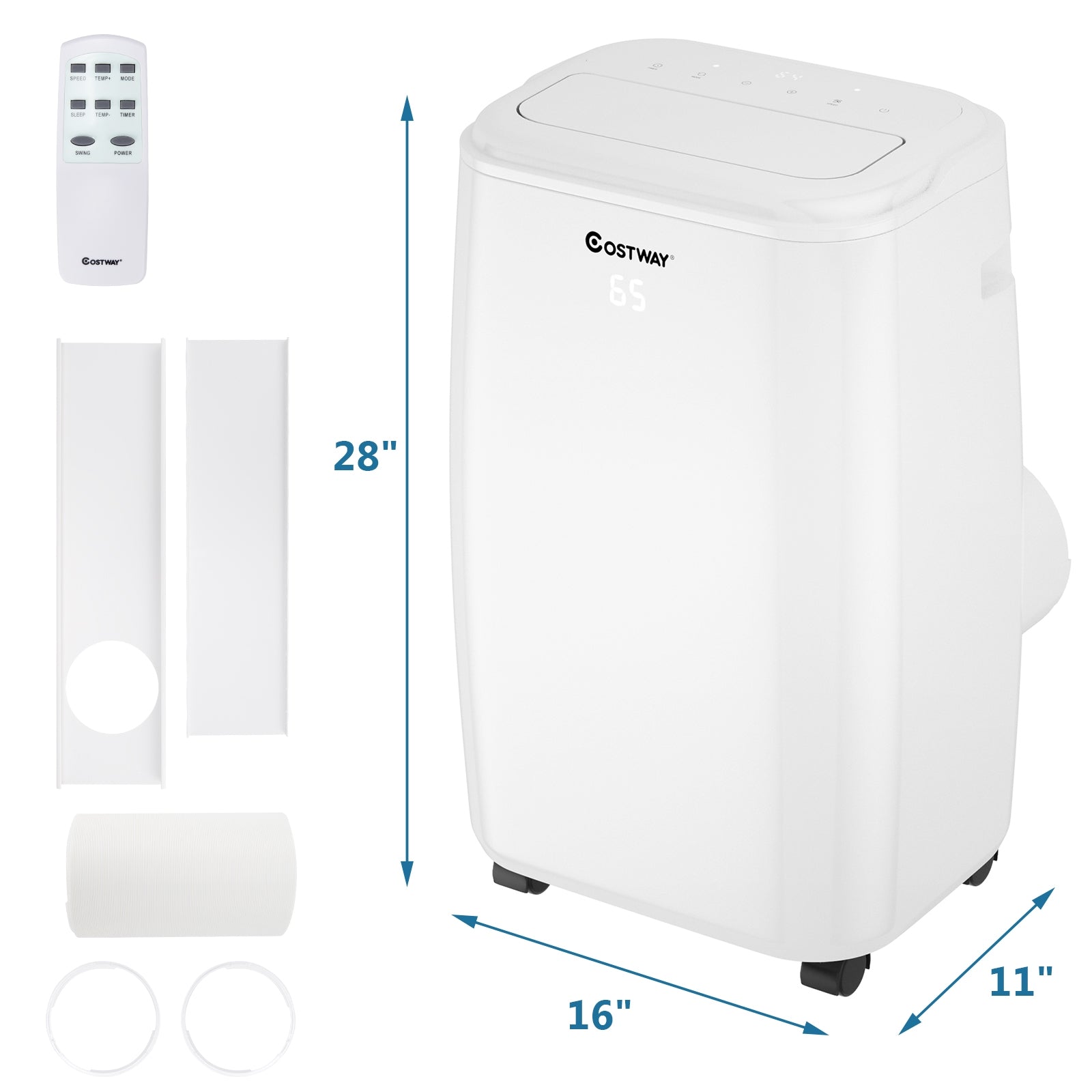 1 2000 BTU Portable Air Conditioner Multifunctional Air Cooler with Remote-White