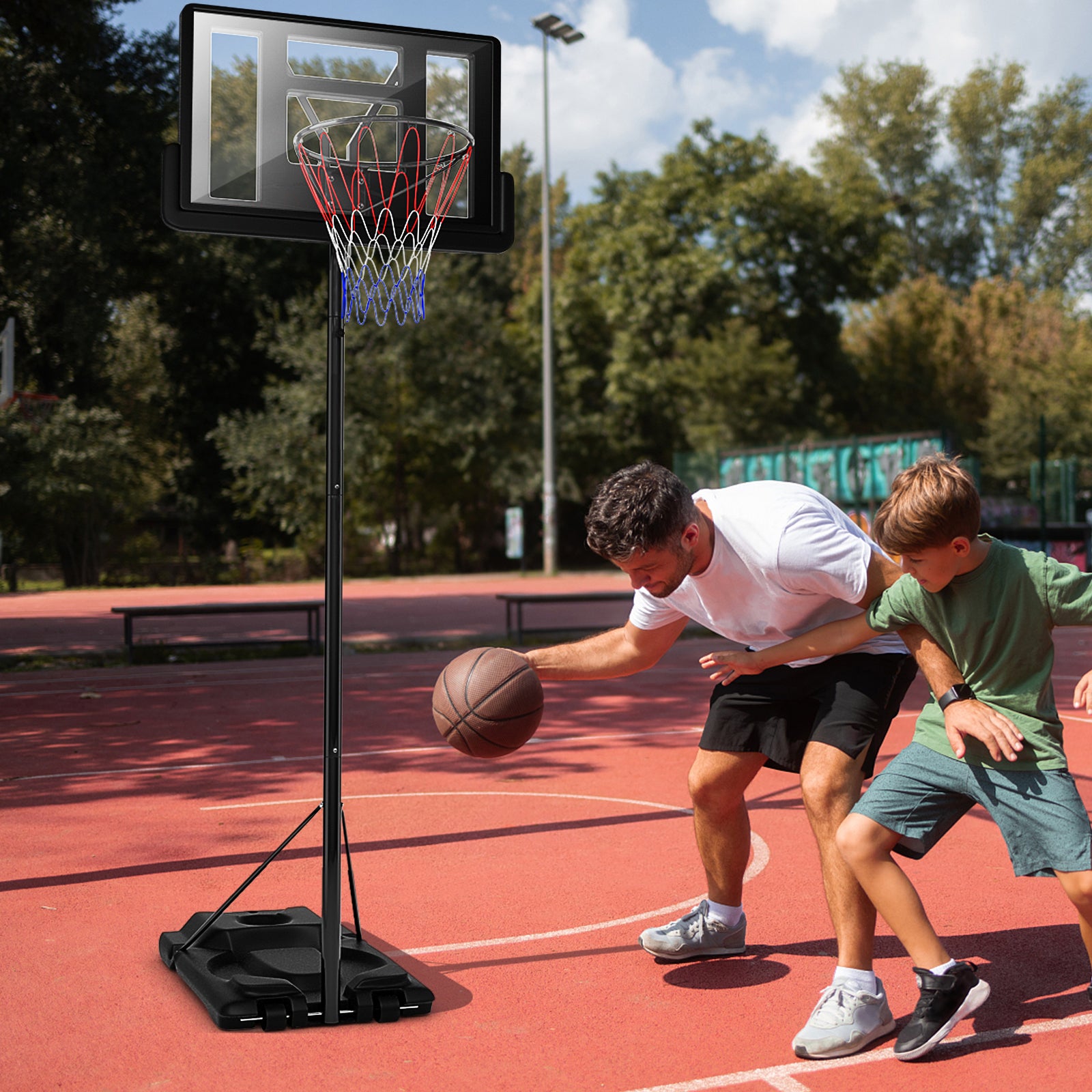 Height Adjustable Portable Shatterproof Backboard Basketball Hoop with 2 NetsÂ 