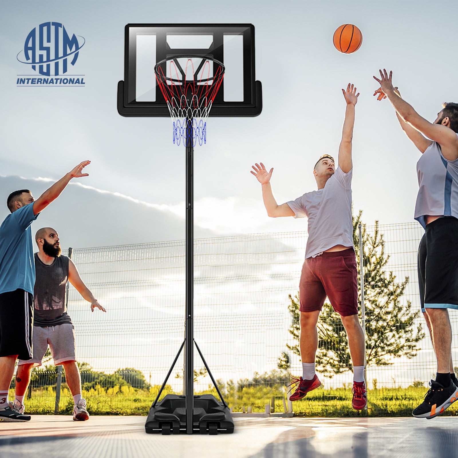 Height Adjustable Portable Shatterproof Backboard Basketball Hoop with 2 NetsÂ 