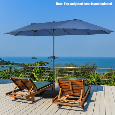 15 Feet Patio Double-Sided Umbrella with Hand-Crank System-Navy 